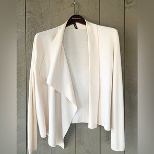 AKRIS Beige Wool Blend Drape Front Cardigan